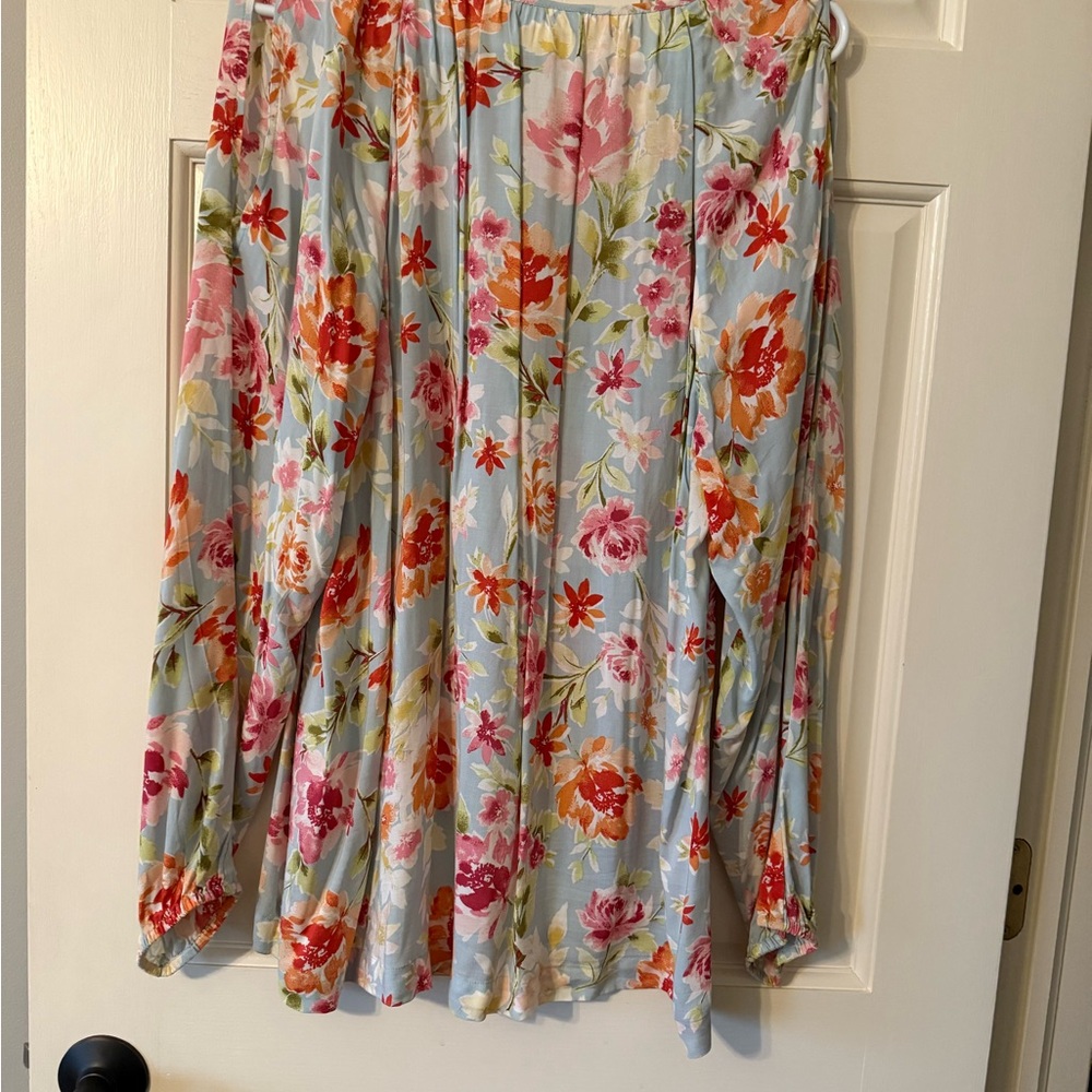 J. Jill Floral “Cold Shoulder” Blouse in blue, pinks, reds and green. Like new. - Picture 2 of 4